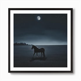 Horse In The Moonlight Art Print