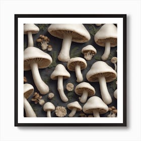 Mushrooms On A Black Background 10 Art Print