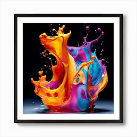 Fresh Colors Liquid 3d Design Spark Hot Palette Shapes Dynamism Vibrant Flowing Molten (15) Art Print