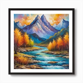 fall season in the mountain Art Print