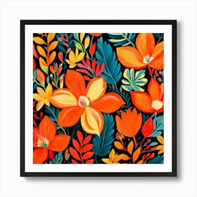 Style And Type Vibrant Abstract Floral Illustration Layout The Image Features A Dense Overlappi (1) Art Print