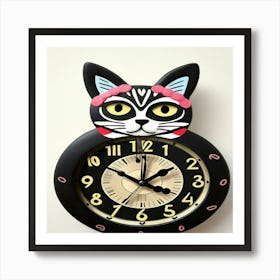 Frida Kahlo Cat Clock Poster