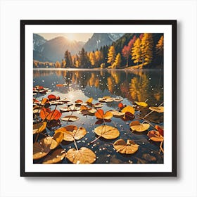 Autumn Leaves On The Lake Art Print