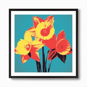 Andy Warhol Style Pop Art Flowers Daffodil 2 Square Art Print