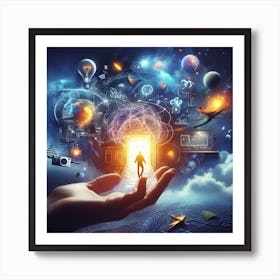 Hand Reaching Out To A Door Art Print