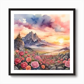 Roses In The Mountains Art Print