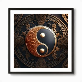 Yin Yang Iron Brass Symbol Harmony Logo Nature Art Print