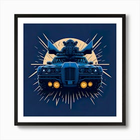 Car Blue Artwork Of Graphic Design Flat (81) Art Print