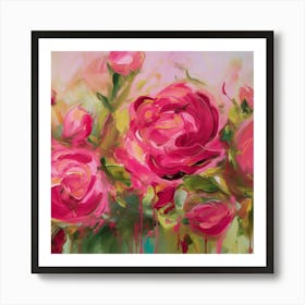 Pinke Wild Rosen Kunst Malerei Art Print