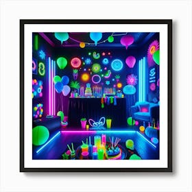 Neon Party Room 1 Art Print