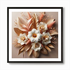 3d Paper Flower Arrangement Art Print