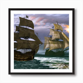 Pirate Ship Battle Art Print