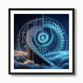 Spiral Staircase In The Clouds Art Print