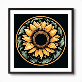 Sunflower In A Circle Art Print