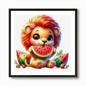 Watermelon Lion Poster