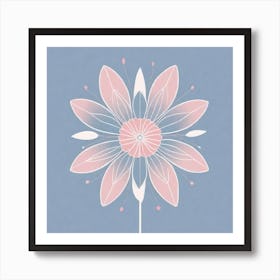 A White And Pink Flower In Minimalist Style Square Composition 498 Art Print