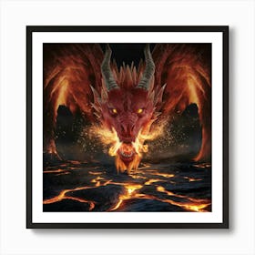 Red Dragon On Fire Art Print