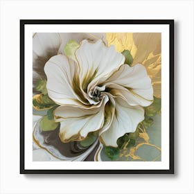 Gold And White Flower 1 Art Print