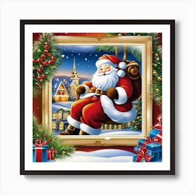 Santa Claus On A Swing Art Print