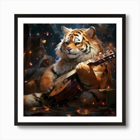 Tiger Playing Banjo Art Print