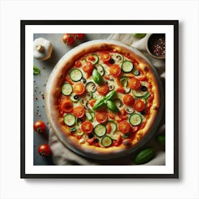 Pizza With Vegetables And Herbs Art Print