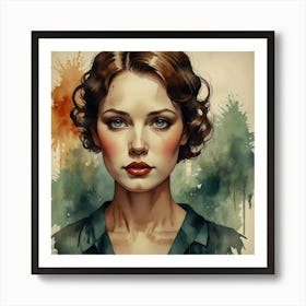 Watercolor Portrait Of A Woman 27 Art Print