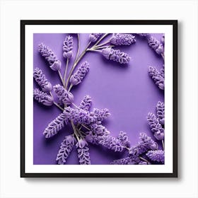 Lavender Flowers On Purple Background Art Print