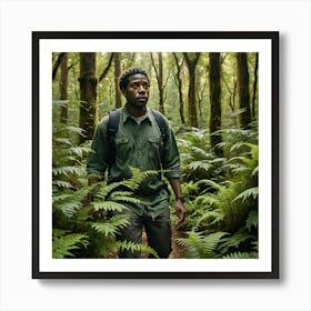 Man Walking Through A Forest Art Print