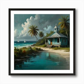 Beach House By The Sea Art Print