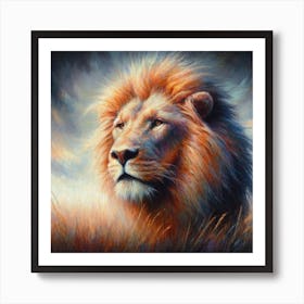 Lion In The Grass Art Print