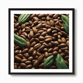 Coffee Beans With Leaves Art Print