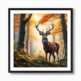 Deer In The Forest 177 Art Print