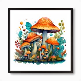 Mushrooms In The Forest 95 Art Print