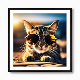 Cat In Sunglasses 17 Art Print