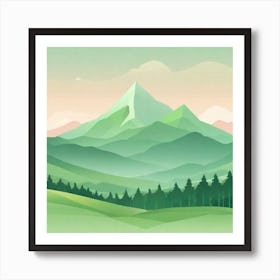 Misty mountains background in green tone 124 Art Print