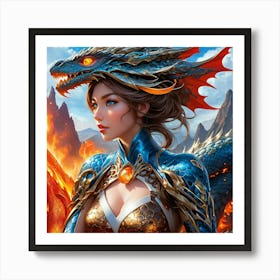 Girl With A Dragon jkb Art Print