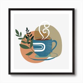 Coffee Cup With Leaves 2 Art Print