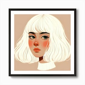 Sexy Short White Hair Girl Art Print