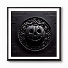 Halloween Pumpkin On A Brick Wall Art Print