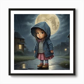 Little Girl In The Rain Art Print