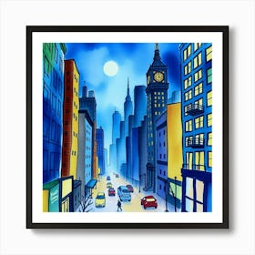 New York City At Night Art Print