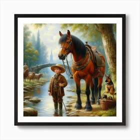 Boy And His Horse Art Print