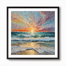 An Artistic Painting That Expresses Clear Beach Waves And Your Beautiful Colors Calm The Nerves (1) Art Print