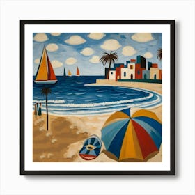 Default Draw A Beach Scene With Geometrically Shaped Figures A 1 Art Print