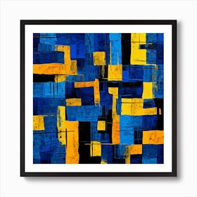 Blue And Yellow Squares Art Print