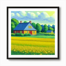 Fields of Tranquility A Farmhouse Escape Blooming Field Art Print