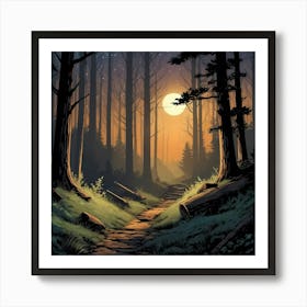 Forest Moonlight Poster