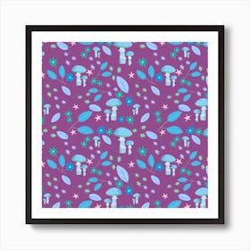 Mushroom Print Purple Art Print