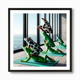 Frogs In Yoga Pose 2 Póster