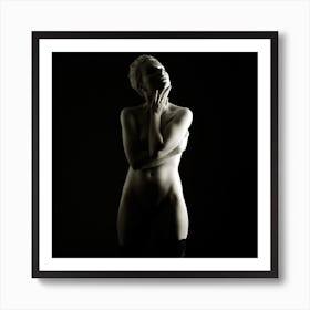 Nude Woman In Black And White Art Print
